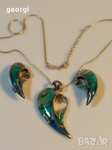 Сребърно колие с обици Murano