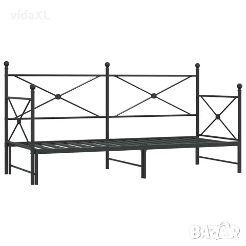 vidaXL Дневна спалня с багажник без матрак Черно 90x200 cm Стомана