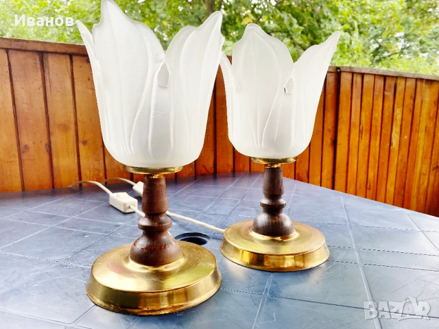 ЦЕНА - 25€. Комплект от 2 лампи Матирани абажури с Лалета, снимка 5 - Настолни лампи - 51426637