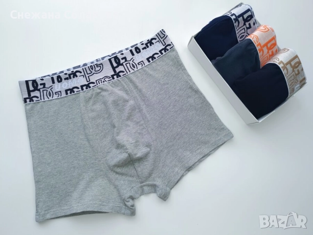 Комплект от 4 памучни боксерки. Състои се от 4 цвята - графит, светлосив, тъмносин и черен, снимка 2 - Бельо - 52303692