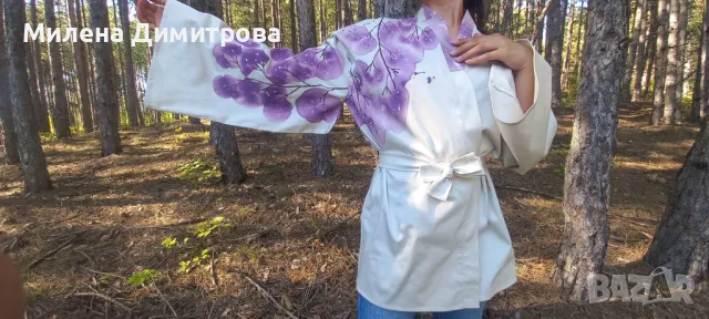 Ръчно рисувано сатенирано кимоно 