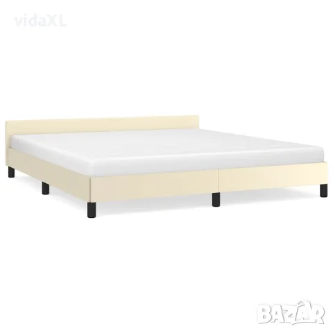 vidaXL Рамка за легло с табла без матрак, кремава, 180x200 см