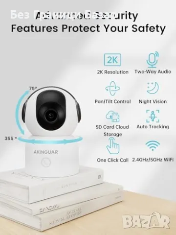 Нова Смарт камера 2K с WiFi, двупосочно аудио, проследяване, охрана дом, снимка 2 - IP камери - 49533416