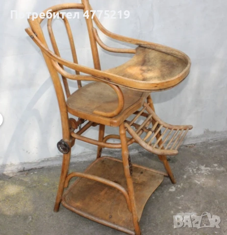 Винтидж ретро детско столче трансформер - маса и стол, Thonet стил, снимка 10 - Столчета за хранене - 53948941