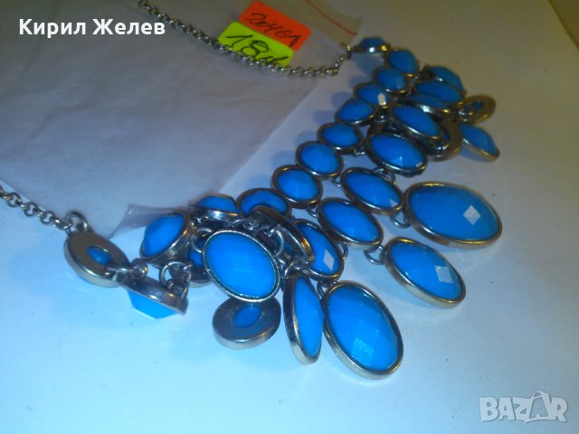 СИНЯ МОДНА ОГЪРЛИЦА 20461, снимка 6 - Колиета, медальони, синджири - 29744651