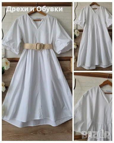 Бяла лятна рокля памучна материя 