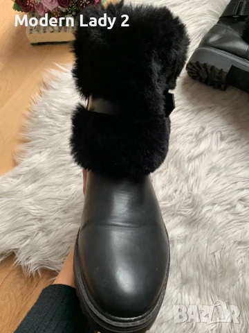 Кожени боти с пух, снимка 5 - Дамски боти - 50979228