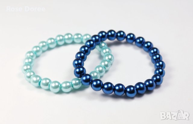 Ръчно изработени гривни от стъклени перли с красив блясък в 19 цвята, снимка 3 - Гривни - 44214502