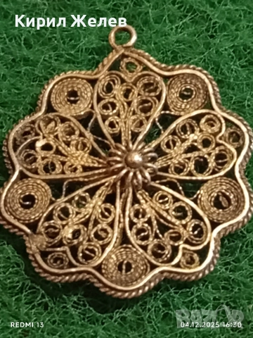 Разкошен старинен филигранен сребърен медальон ръчна изработка 31118, снимка 7 - Колиета, медальони, синджири - 52652467