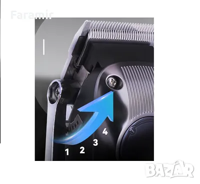 Машинка за подстригване Kemei KM-1551, Професионална, 2000mAh литиева батерия, 6 накрайника, Сива, снимка 3 - Машинки за подстригване - 49796785