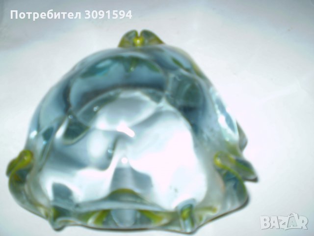 Стар пепелник двуцветно стъкло -кристал, снимка 6 - Колекции - 35189717