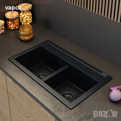 Мултифункционална гранитна мивка с 2 корита Granitan Duet 75см, снимка 10 - Мивки - 48827673