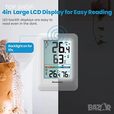 Нов Безжичен вътрешен външен цифров термометър хигрометър влажност, снимка 2 - Други стоки за дома - 49657699