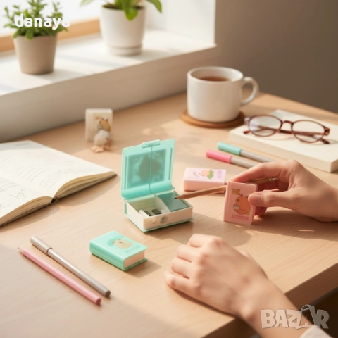 6029 Двойна острилка с гумичка с форма на книга Капибара, снимка 3 - Ученически пособия, канцеларски материали - 52678239