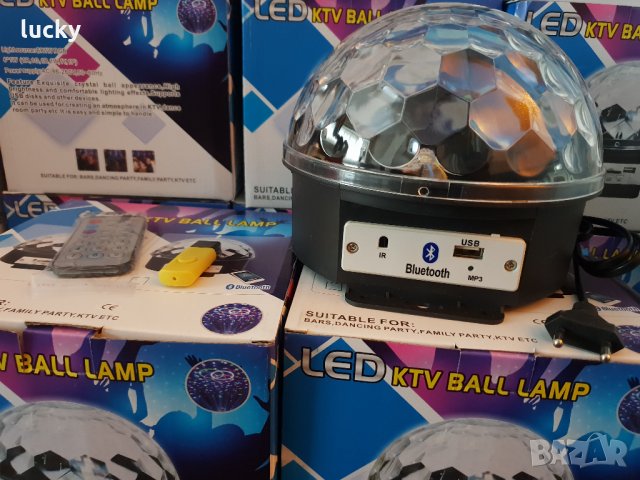Bluetooth Диско лампа с вградени тонколонки + Флашка USB LED Light, снимка 11 - Настолни лампи - 16604136