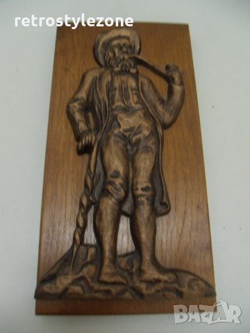 № 5081 старо пано - бронзова фигура на дървена основа   - размери - 32,5 / 16 см , фигура 29 / 16 см, снимка 5 - Други ценни предмети - 31869979