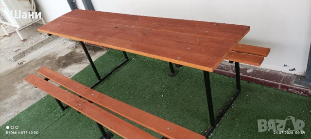 Градинска маса с пейки два броя., снимка 3 - Градински мебели, декорация  - 51125007