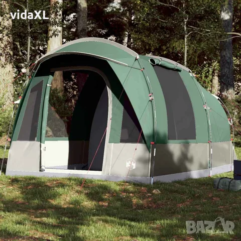 vidaXL Къмпинг палатка тунелна, за 3 души, зелена, водоустойчива, снимка 2 - Палатки - 56148423