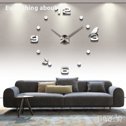 3Д часовник за стена с лепящи цифри, снимка 1 - Стенни часовници - 37633500