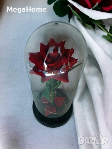 Красива Вечна роза в стъкленица + Led светлина, снимка 7 - Изкуствени цветя - 53332865