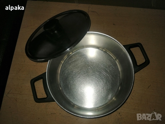 Продавам българска 3 литрова тенджера алпака, двойно дъно, снимка 3 - Съдове за готвене - 51860002
