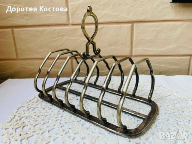 Красива посребрена поставка за 6 филии от Англия, с маркировки