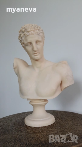 Хермес, древногръцки бог на търговията ,пътниците и красноречието, вестител на боговете. , снимка 3 - Статуетки - 54208684