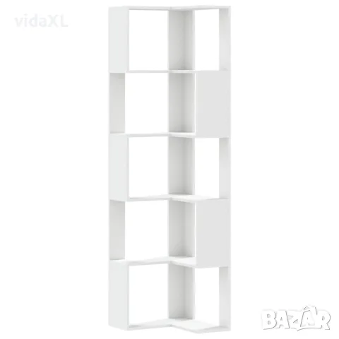 vidaXL Ъглова етажерка 5 нива бял 50x50x179 см инженерно дърво, снимка 1 - Етажерки - 56148190