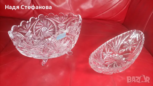 Два кристални съда, бонбониери, различни размери и форма от един лот