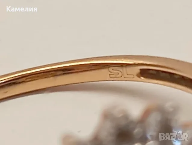Руско злато. Пръстен с брилианти , снимка 12 - Пръстени - 55785234