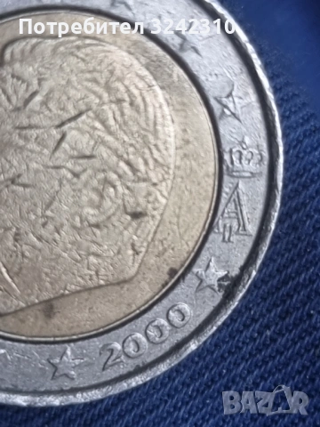 Монета от 2 евро Белгия 2000, снимка 2 - Нумизматика и бонистика - 54346678