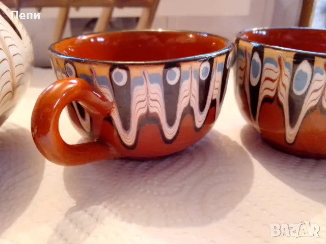 Глинени 2бр чашки и гърненце, снимка 8 - Декорация за дома - 48582147