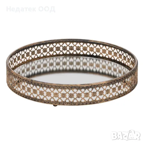 Поставка за свещи, Tray Mirror Bronze Rail, 19x4 см