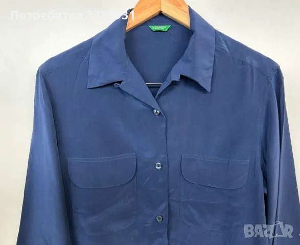 Копринена риза Benetton, снимка 3 - Ризи - 49973266