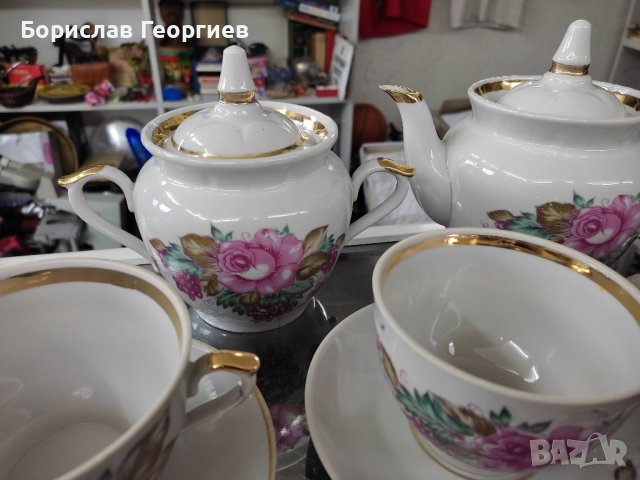 Руски порцелан чаши за кафе,чайник и захарница, снимка 6 - Сервизи - 40748987