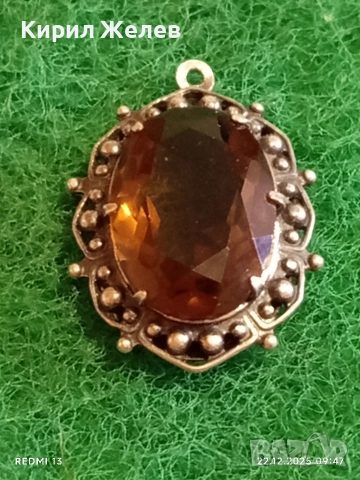 Винтидж сребърен медальон Арт Нуво стил с овален ОПУШЕН КВАРЦ ръчна майсторска изработка 13668, снимка 3 - Колиета, медальони, синджири - 52872007