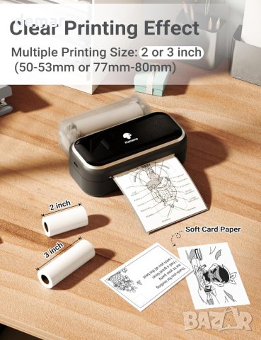 Мобилен принтер Phomemo TP31 203DPI, черно-бял печат, iOS и Android, снимка 5 - Принтери, копири, скенери - 44478586