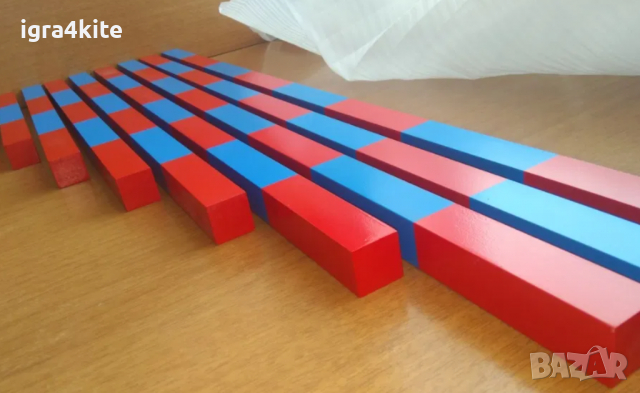 Професионални Монтесори синьо червени Числови пръчки в оригинален Р-Р, снимка 2 - Образователни игри - 36540213