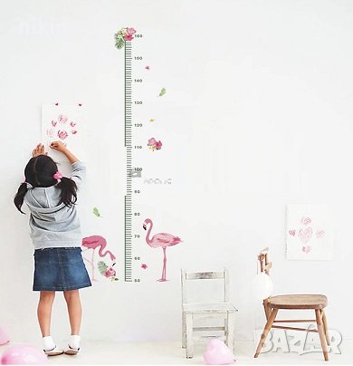 Фламинго метър за стена и мебел детска стая лепенка стикер самозалепващ, снимка 3 - Други - 37901130