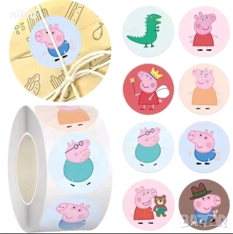 100 бр Пепа Пиг Peppa Pig малки самозалепващи лепенки стикери за ръчна изработка за подарък, снимка 2 - Други - 45321015