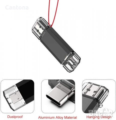 256 GB USB и Type C флашка, OTG за Android и PC, метален корпус, снимка 2 - USB Flash памети - 37252010