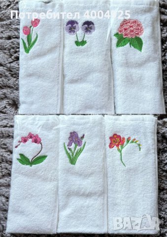 Комплект хавлиени кърпи с Бродерия - 3бр., хавлии с цветя, снимка 4 - Хавлиени кърпи - 44421136