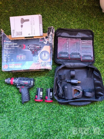 Акумулаторен безчетков винтоверт Parkside Performance 12V + 2 батерии, зарядно и куфар