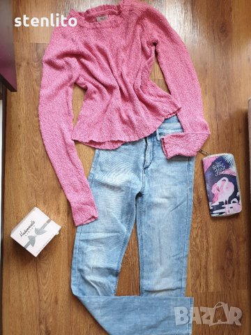 Розова блузка с отворен гръб, снимка 1 - Блузи с дълъг ръкав и пуловери - 29156272
