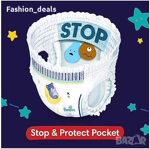 Нов Night Pampers Baby-Dry Nappy Pants размер 5 12 -17 кг памперс бебе 160 броя нощни, снимка 5 - Пелени, памперси - 42180994