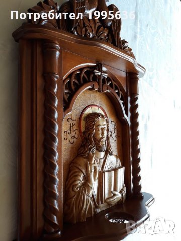 Дърворезба- домашен иконостас с резбован релеф на Исус Христос, снимка 7 - Други - 29190441