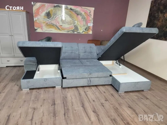 ПРОМОЦИЯ!!! Светло сив П - образен ъглов диван Nixon с функция сън, снимка 4 - Дивани и мека мебел - 52829699