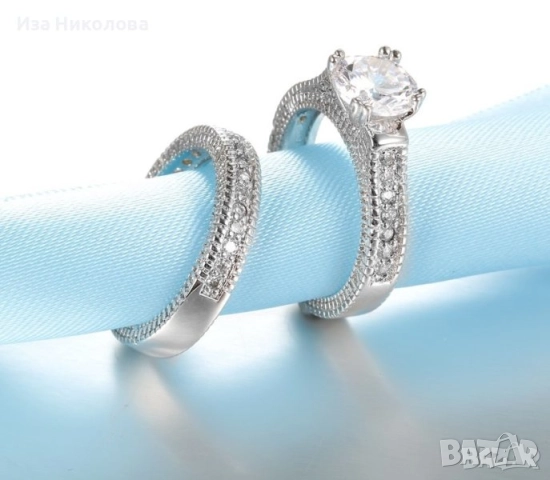 Сребърни пръстени, австрийски кристали, сапфир, смарагд, аметист, топаз, снимка 16 - Пръстени - 32502529