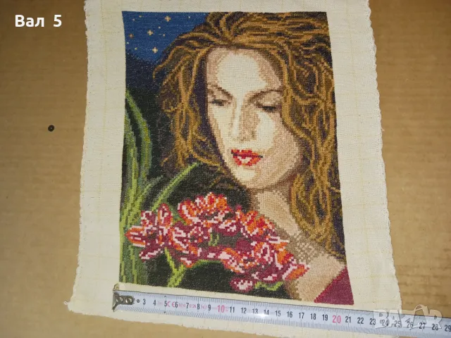 Стар ръчно шит гоблен, снимка 3 - Гоблени - 49561475