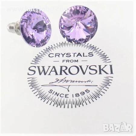 Обеци на винт SWAROVSKI RIVOLI лилави Violet 12 мм